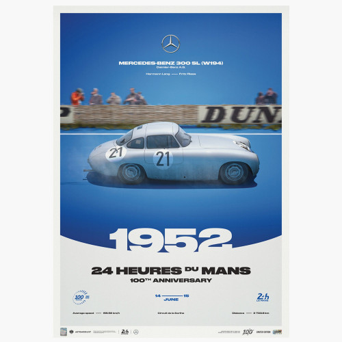 Affiche Mercedes-Benz 300 SL (W194) 1952 - 24H Le Mans