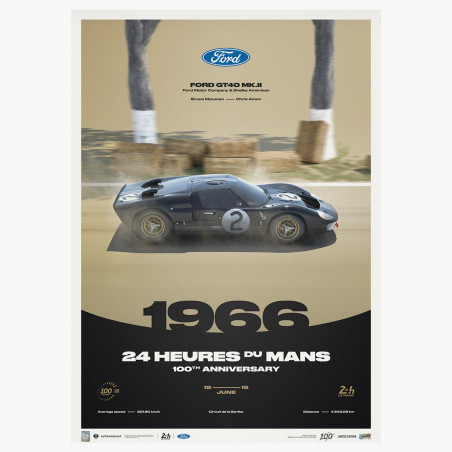 Affiche Ford GT40 Mk.II 1966 - 24H Le Mans