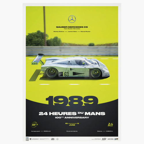 Affiche Sauber Mercedes C9 1989 - 24H Le Mans