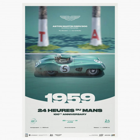 Poster Aston Martin DBR1/300 1959 - 24H Le Mans