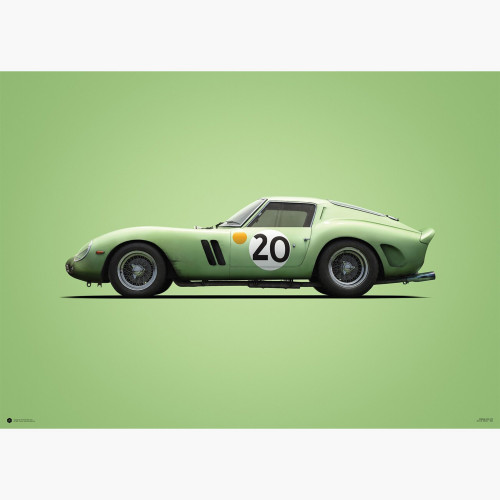 Affiche Ferrari 250 GTO Green 1962 - 24h Le Mans