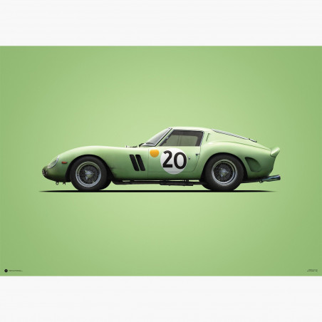 Affiche Ferrari 250 GTO Green 1962 - 24h Le Mans