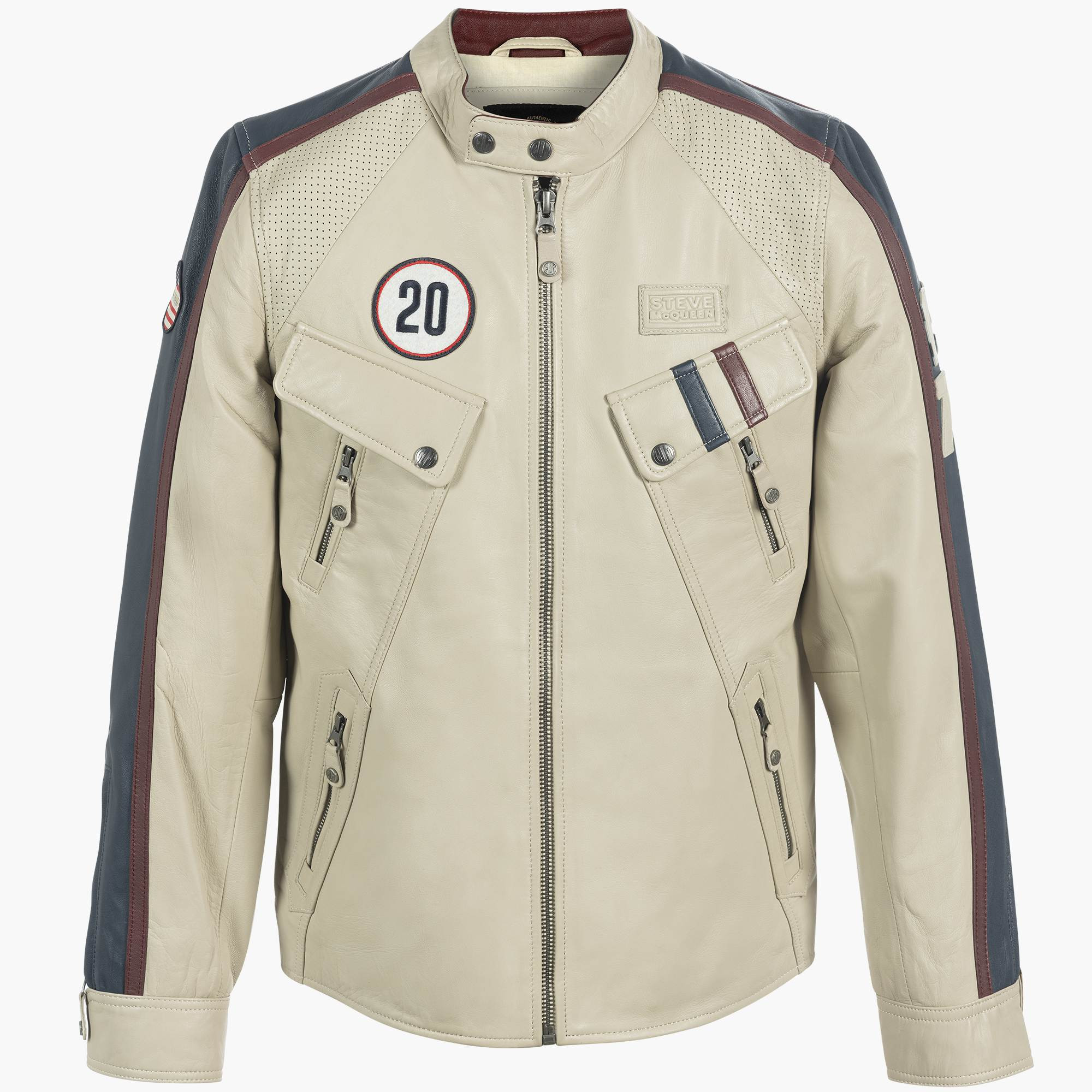 August Leather Jacket Steve McQueen x Le Mans Colour BEIGE Size XL