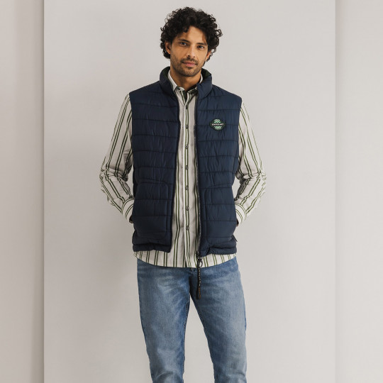 Gilet réversible DANY matelassé en ouate - bleu marine / orange