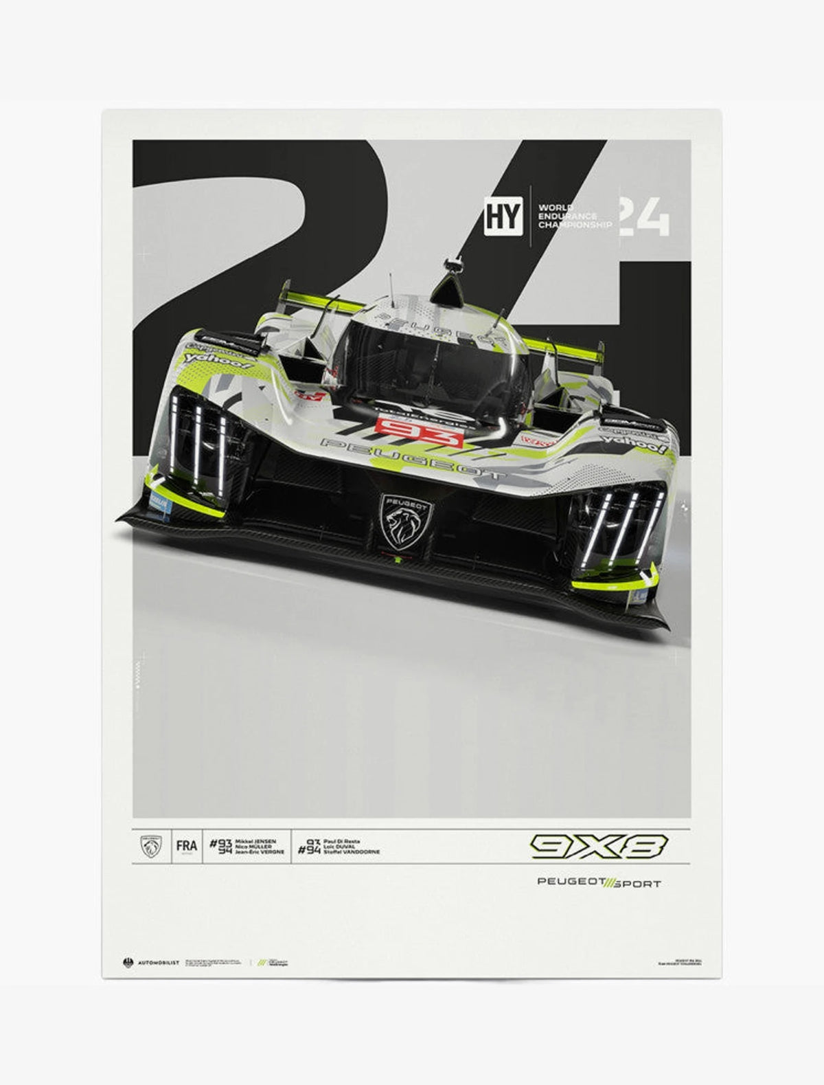 Peugeot 9x8 2024 Poster - 24H Le Mans